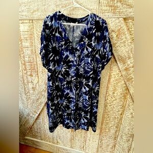 Gap Women’s navy Tropical Floral Dress w/side Pockets size XXL